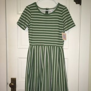 NWT LuLaRoe Green Stripe Amelia Dress Large